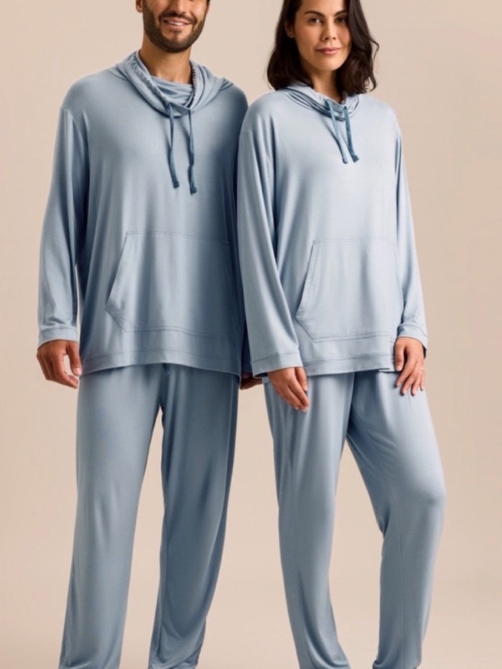 Women's Light Blue Hooded Lounge Set - Soft Sleep Pajamas